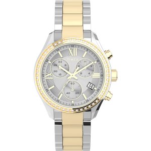 Womens Silver-tone Chrono with Crystal Accents TW2V57700